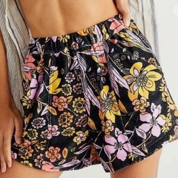 Free People Pants - Free People - At First Sight Floral Print Terry Cloth Shorts